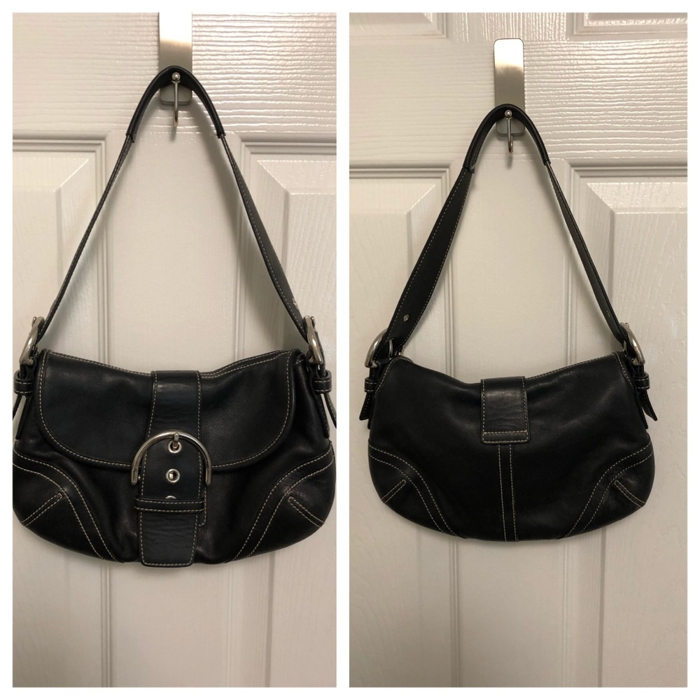 Vintage Black Leather Coach Bag